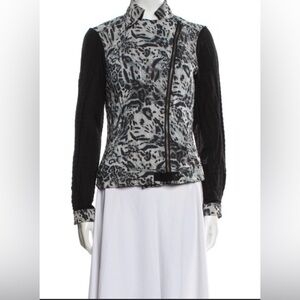 Alberto Makali Zip up Jacket Womens Large Black Krinkle Animal Print